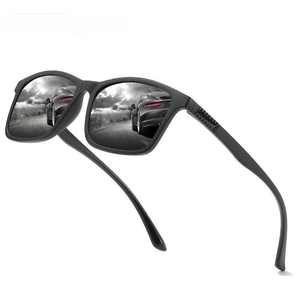 Classic polarized sports sunglasses with black TR frame and gray lenses for driving