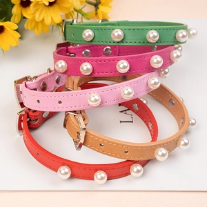 Collier Réglable Pour Animaux En Cuir PU Avec Faux Künstliche Perles Et Boucle En Alliage De Strass Pour Chiens Et Chats