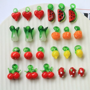 Colorful glass fruit and vegetable pendants for DIY jewelry making and craft supplies
