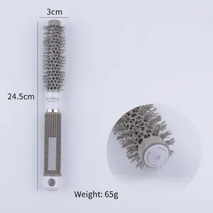 Detailed view of gray thermal ceramic round brush with 3cm diameter and 65g weight specs