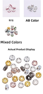 Close-up of assorted rhinestone spacer beads in various colors for DIY jewelry making