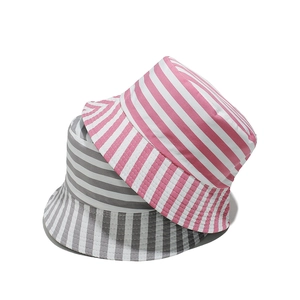 Chapeaux bobs à rayures rose et gris blanc, accessoires de plage élégants anti-soleil