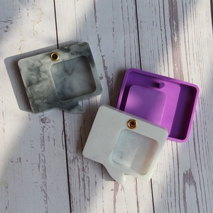 Silicone mold for DIY resin tags with bubble shape and marble textured finished pieces