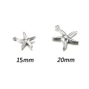 Stainless steel hollow starfish charms in 15mm and 20mm sizes for DIY jewelry making