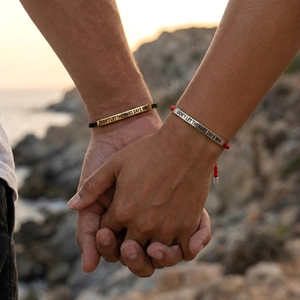 Bracelets De Couple Inspirants Corde Tissée Barre Métallique Citation Gravée Bijoux D'amitié Ajustables Cadeau