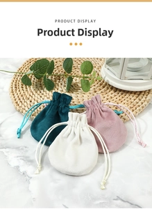 Plush velvet drawstring pouches in green, beige, and pink for jewelry and gift storage