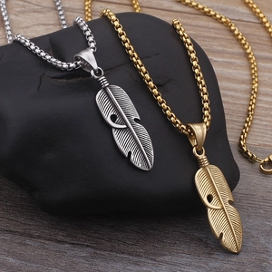 Feather Pendant Necklace Retro Titanium Steel Hip Hop Gothic Punk Jewelry For Men And Women