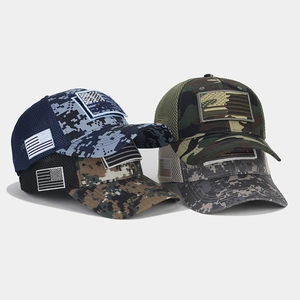 Taktische Baseballkappe Baumwolle Mesh Atmungsaktiv Tarnung Outdoor Sport USA Flagge Patch Verstellbare Trucker Hut Damen Herren