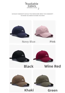 Collage di cappellini in cotone morbido con opzioni blu navy, rosa, nero e rosso vino