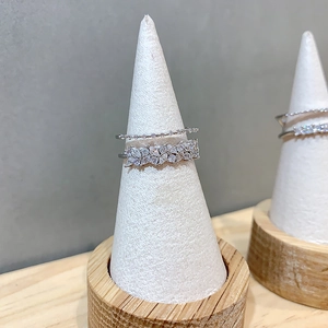 Exquisite silver zircon petal open rings set with minimalist and cluster designs