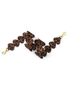 Leopard print heart-shaped shoulder strap with golden metal lobster clasps for handbags