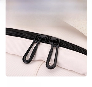 Detail of smooth two-way black metal zippers on high-quality waterproof student backpack