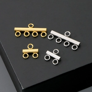 Polished stainless steel multi-strand necklace connectors in gold and silver finishes