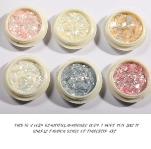 Set of 6 aurora opal nail sequins in jars for iridescent ice crystal manicure art