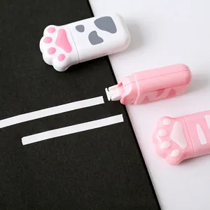 Cute cat paw shaped correction tape for students in pink and white spotted design