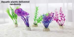 Detailed set of five artificial aquarium plants with weighted bases for fish tanks