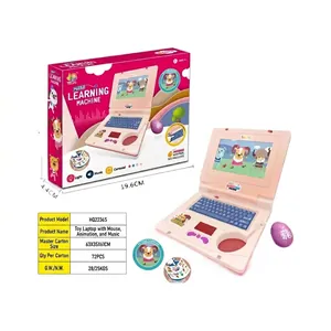 Pink cartoon educational learning machine toy for kids with light and music effects