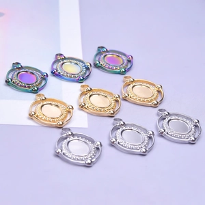 Chic stainless steel round and oval pendant settings in gold, silver and rainbow colors
