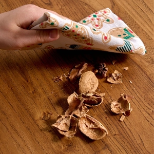 Vintage-Serviette mit Lebkuchenmann-Druck aus Baumwollleinen für Weihnachtsdekorationen