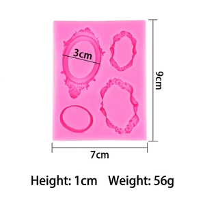 3D pink silicone cake mold with vintage floral frame patterns for fondant or chocolate