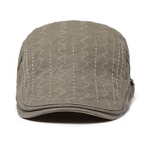 Classic cotton ivy cap with vertical wavy stitching in olive green for men