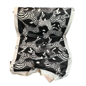 Bohemian orange zebra pattern shawl with fringe, warm double-sided blanket wrap for women