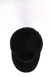 Detail view of the warm fleece lining and interior sweatband of the men's winter army cap