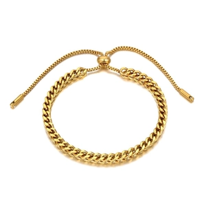 Golden titanium steel dragon bone chain bracelet with adjustable slider clasp for women
