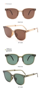 Detailansicht der faltbaren quadratischen Sonnenbrille in Champagner und Olivgrün