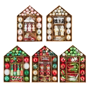 70pcs assorted hand-painted Christmas ball ornaments set in various festive shapes and colors