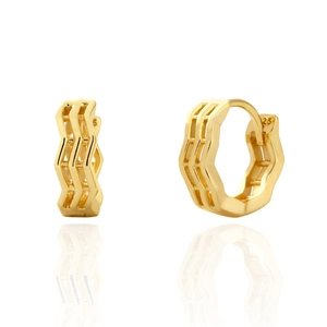 925 Sterling Silver Huggie Hoop Earrings For Women Minimalist Wave Geometric Lines Layered Zircon Design
