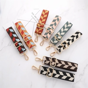 Adjustable wide replacement straps with colorful geometric patterns and gold hardware