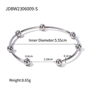 Guide des dimensions du bracelet jonc en acier inoxydable avec perles d'acier