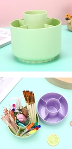 Rotating stationery organizer with multi-compartment slots for pens and office supplies