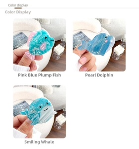 Detailed view of dolphin and whale hair claws in blue marble texture acetate finish