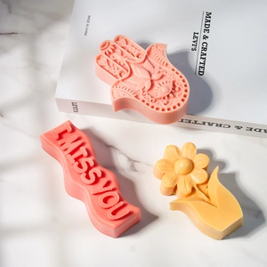 DIY siliconen mallen voor 3D bloemkaarsen, Hamsa hand en 'I MISS YOU' tekst ontwerpen