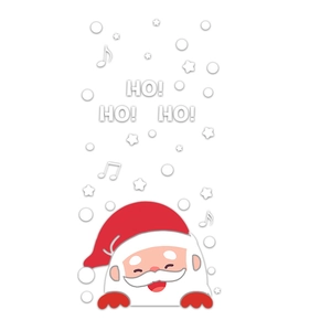 Cartoon Santa Claus and Ho Ho Ho text static window glass stickers for Christmas decor