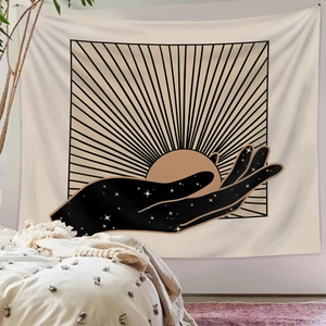Japanese retro cartoon sun and moon wall tapestry for bedroom and dorm aesthetic decor