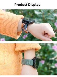 Close-up of adjustable elastic nylon braided strap details for Galaxy Watch bands