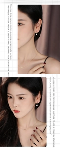 Detail of s925 silver infinity necklace and minimalist pearl drop earrings set