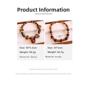 Detail view of resin and acrylic chunky necklaces with amber and tortoiseshell beads