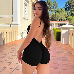 Slim fit backless black jumpsuit with ruched detail and adjustable straps for summer