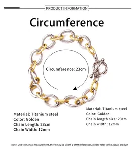 Detailansicht eines 12mm Titanstahl-Kettenarmbands mit 18K Gold- und Silbergliedern