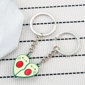 Süßer Avocado Magnet Schlüsselanhänger für Paare mit Herz-Design aus Metall