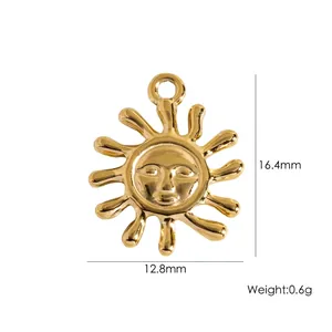 Detail view of 304 stainless steel sun pendant dimensions showing 16.4mm height and 12.8mm width