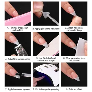 French tip nail extension kit with SUN X7 lamp and multi-step manicure tool set