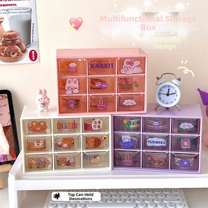 Stacked desk storage organizer with 9 drawers for stationery and cosmetic items