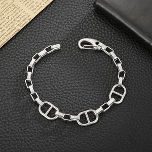 Men Stainless Steel D-Link Bracelet Industrial Punk Style Anchor Chain Fashion Jewelry For Men