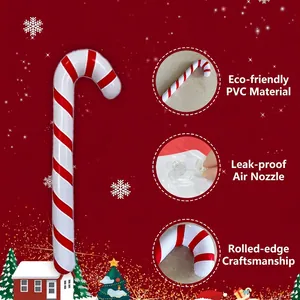 Inflatable red and white Christmas candy cane made of eco-friendly PVC for party decor