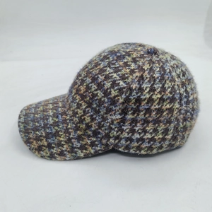 Winter mottled knit baseball cap with warm fuzzy texture and visor for sun protection